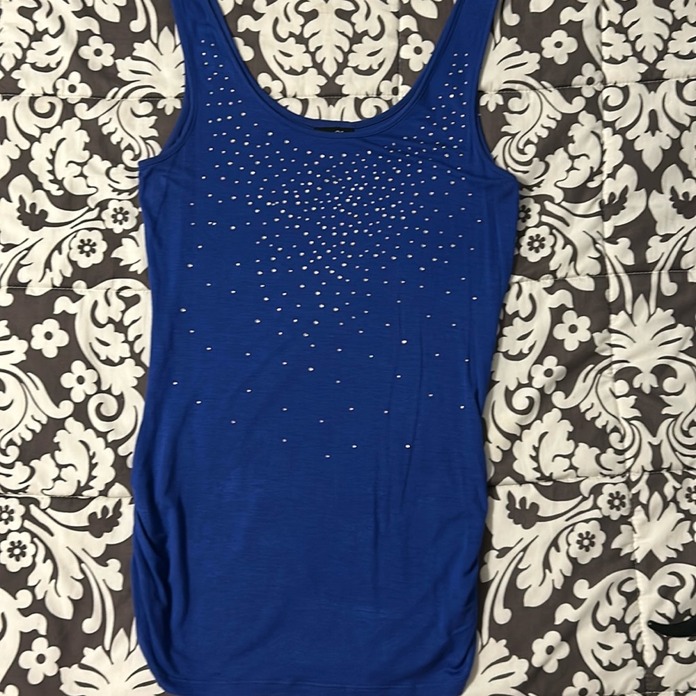 Rue21 royal blue racer back tank top with rhinestones sparkle bling size small